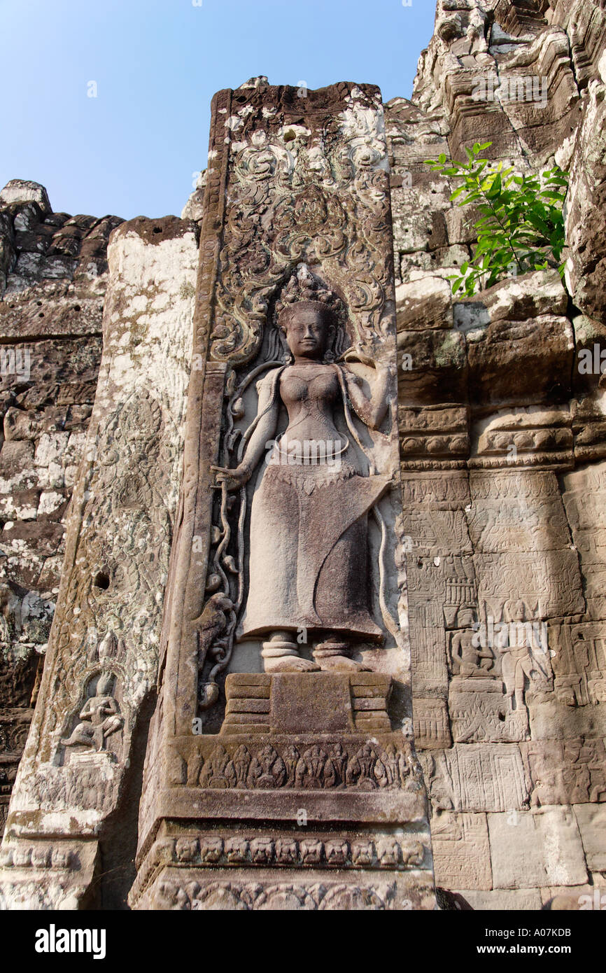 Lady in alcove Bayon Temple Angkor Thom Cambodia 2 Stock Photo