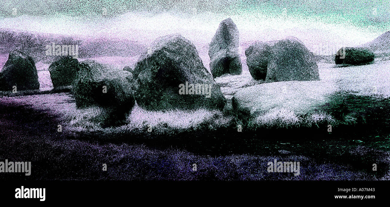 Mystery, History, Horizontal, Panoramic, Outdoors, Black And White, Standing, Republic of Ireland, Ancient, Local Landmark, Rock Stock Photo