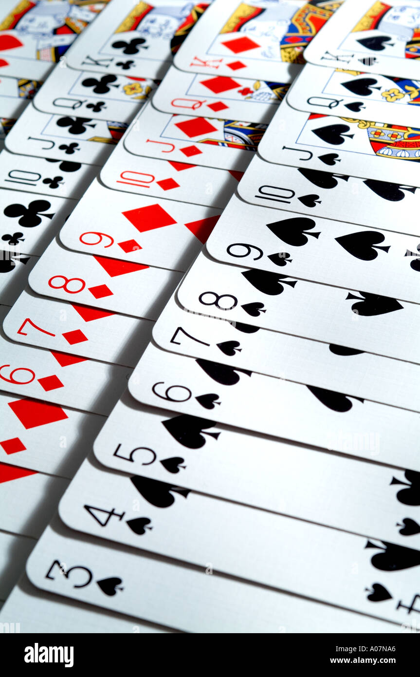 rows of playing cards in order Stock Photo Alamy