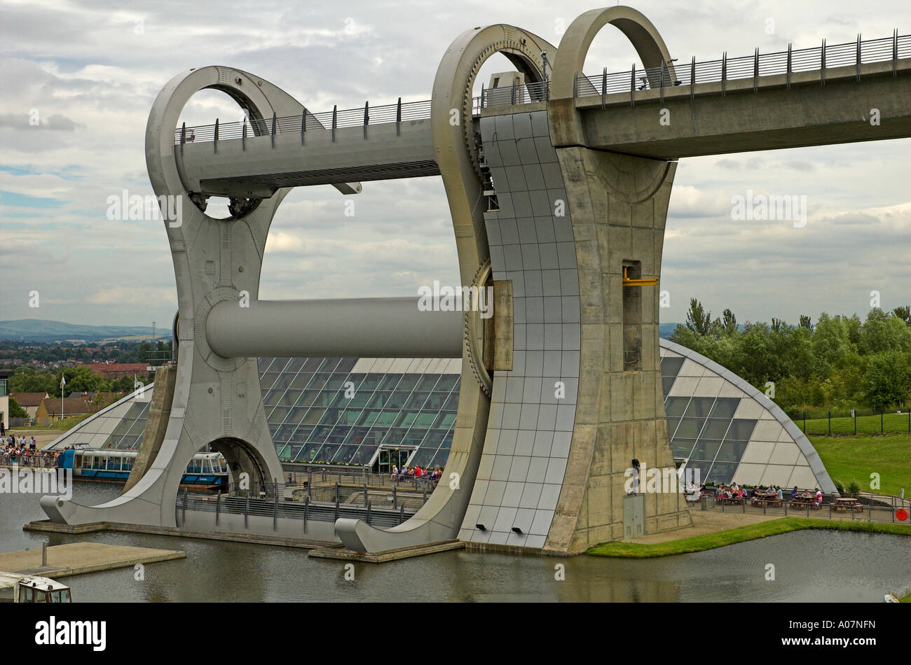 The Falkirk Wheel rotating boat lift, Falkirk, Scotland Stock Photo