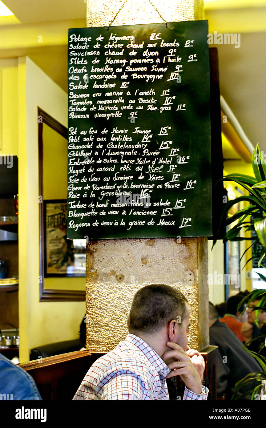 PARIS France "Menu on Blackboard" in "French Bistro Restaurant" Camille