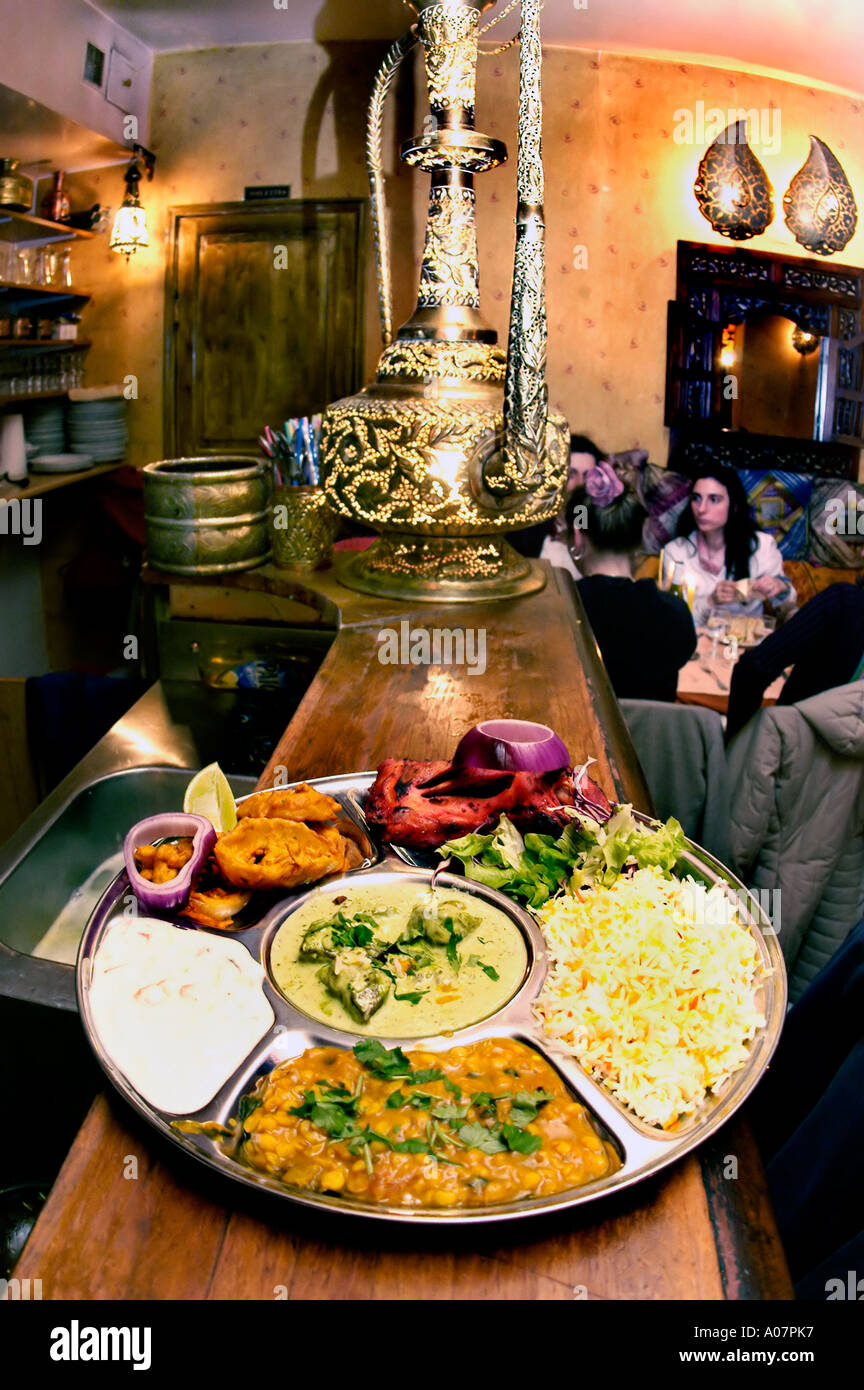 PARIS FRANCE ,Detail Food on a Plate, INDIAN RESTAURANT KASTOURI "Indian  Food" Inside Stock Photo - Alamy