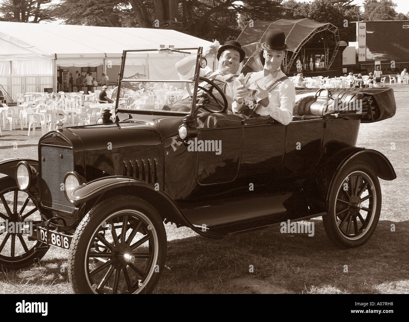 Laurel and Hardy lookalikes, Haurel and Lardy, at Goodwood Festival Of Speed Stock Photo