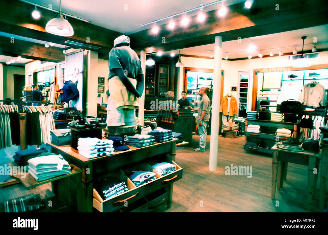 Paris, France, Shopping Sporting Goods Store, Timberland, Interior, People  display case mens clothes shop Stock Photo - Alamy