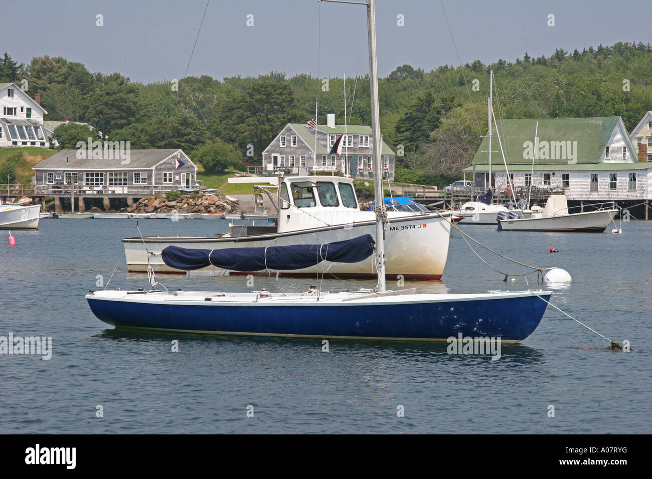 Cozy Harbor Boats Stock Photo
