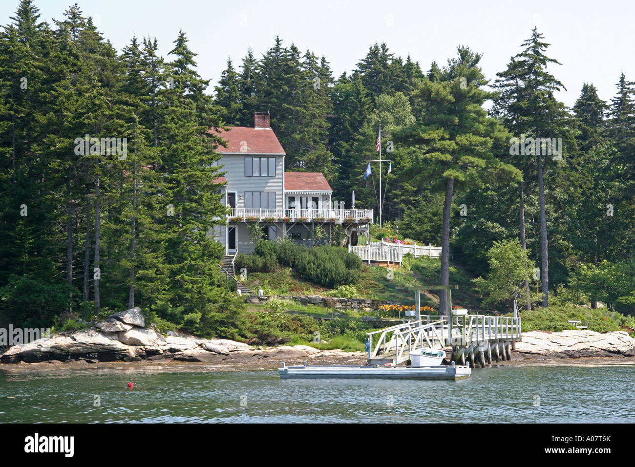 Waterfront home in Boothbay, Maine Stock Photo Alamy