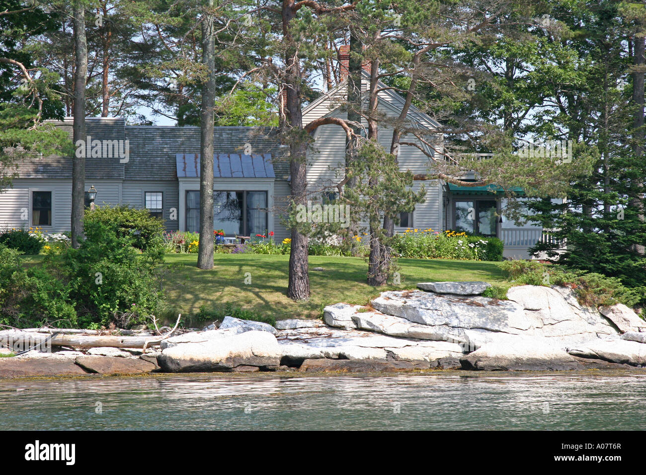 Waterfront home in Boothbay, Maine Stock Photo Alamy