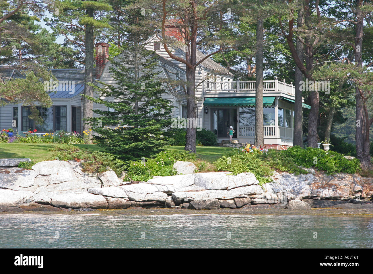 Waterfront home in Boothbay, Maine Stock Photo Alamy