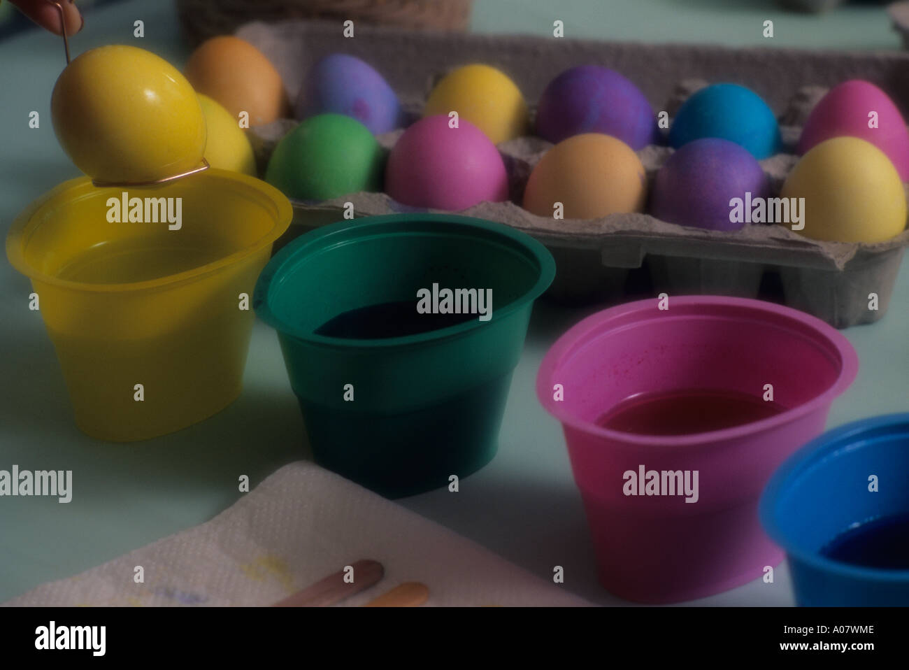 Coloring eggs multi colors for Easter Eggs Stock Photo