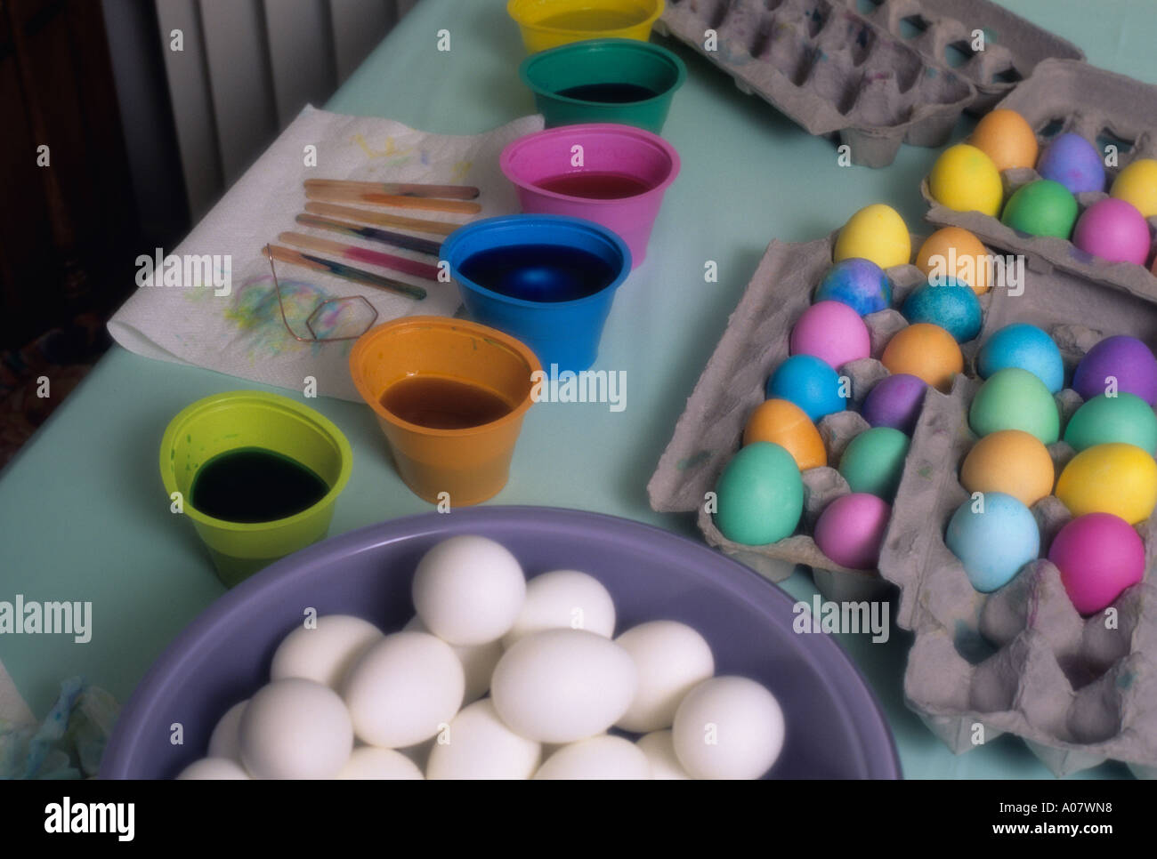 Coloring eggs multi colors for  Easter Stock Photo