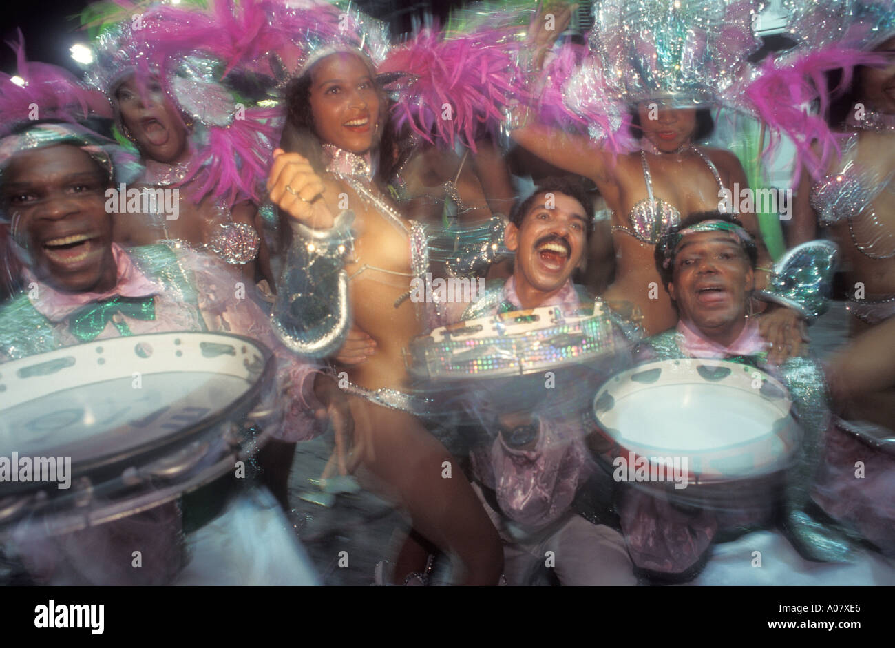 Rio De Janeiro Brazil Carnival Black Dancers Mulatas Samba Schools Parade Mangueira Samba School Pandeiro Percussion In Stock Photo Alamy
