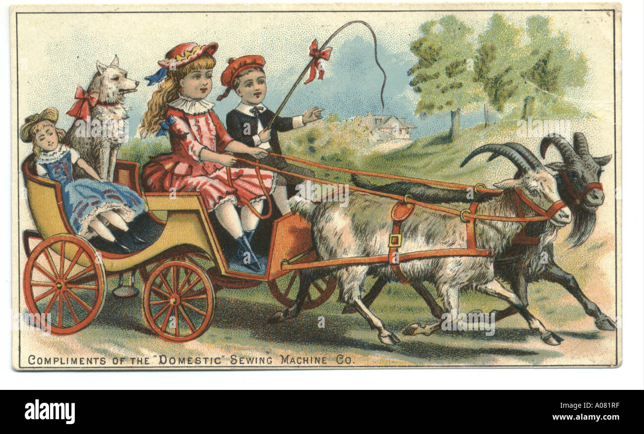 Domestic Sewing Machine Co. trade card circa 1880 Stock Photo