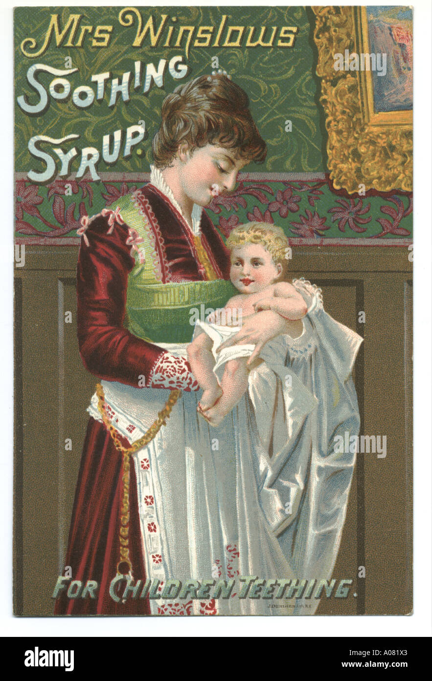 Mrs Winslow's Soothing Syrup Antique Trade Card 1889