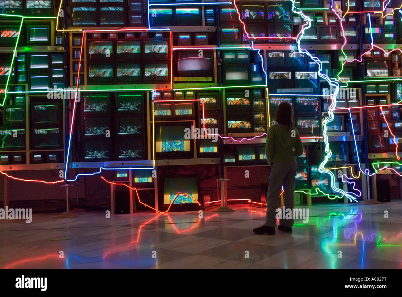 Electronic Superhighway by Nam June Paik 1995 Lincoln Gallery National Portrait Gallery Smithsonian American Art Museum Stock Photo