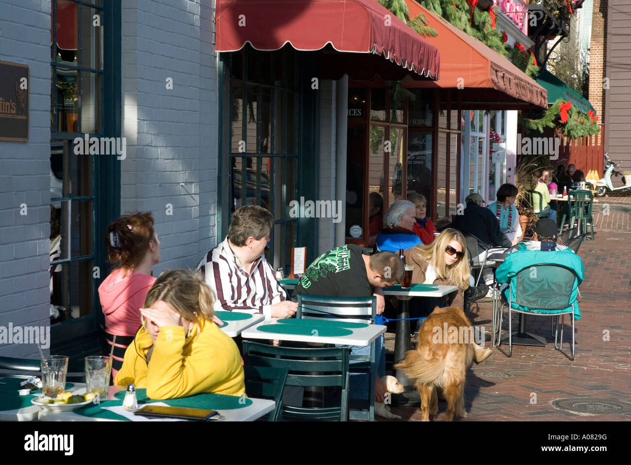 Outdoor restaurants al fresco eating Annapolis Maryland America USA