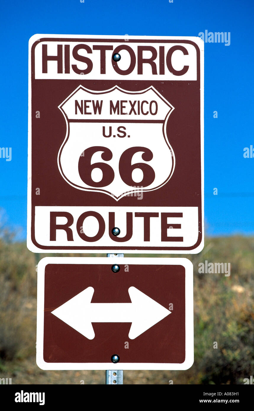 Sign historic Route 66 Stock Photo