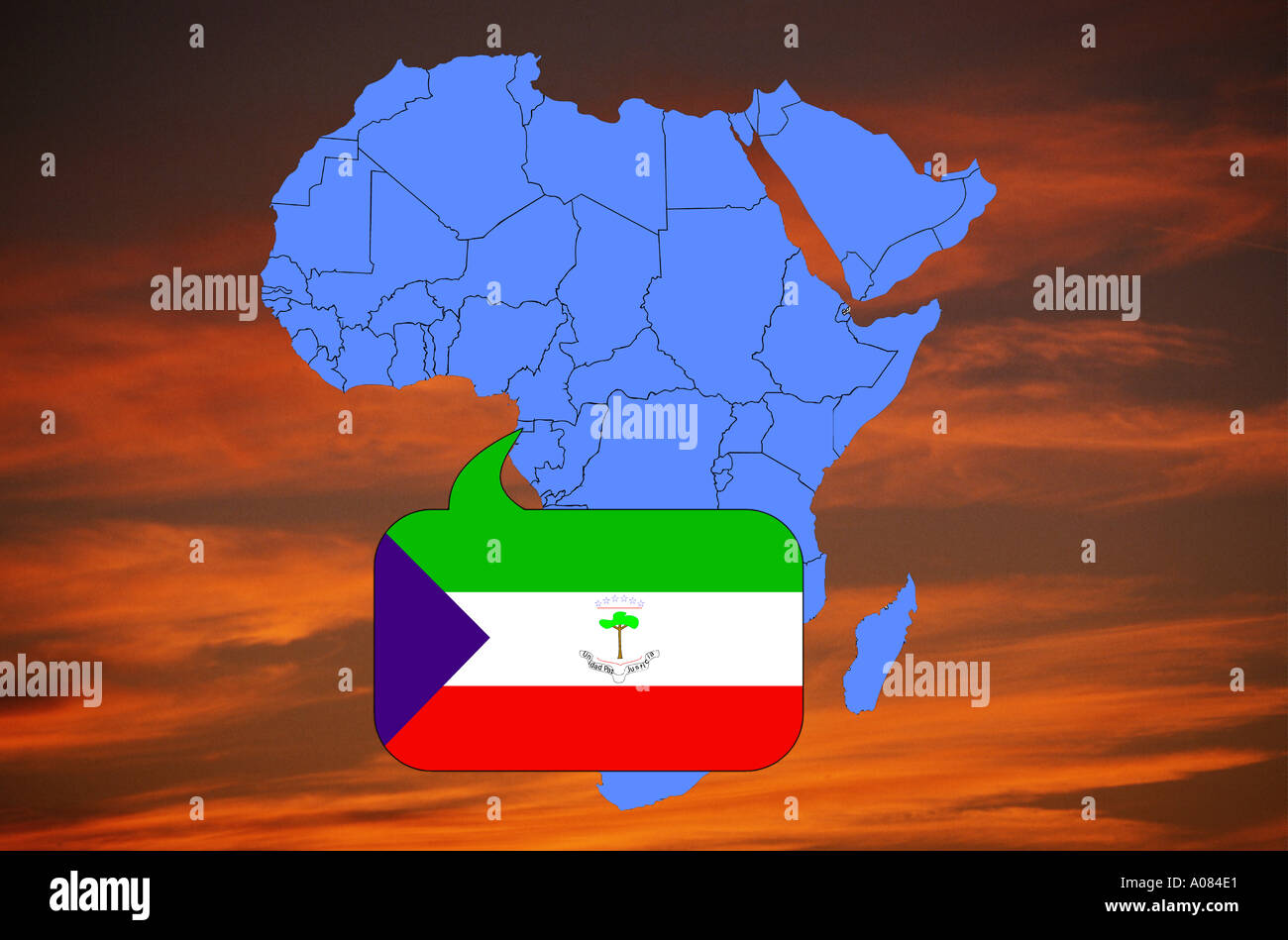 Africa map and flag of Equatorial Guinea Stock Photo Alamy