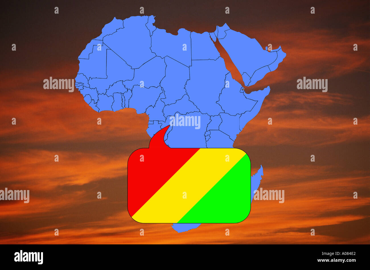 Africa map and flag of Congo Stock Photo
