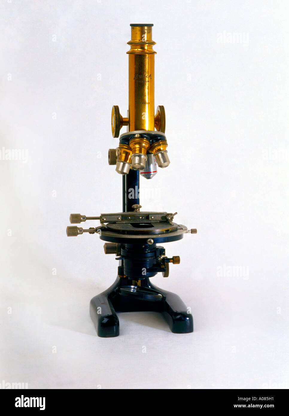 Antique Brass Microscope Stock Photo