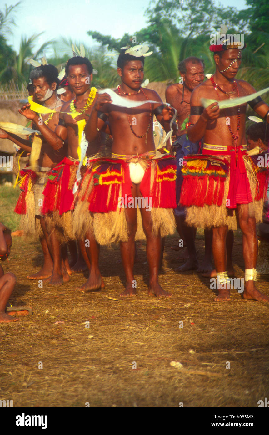 Yam festival dancers Kiriwina Trobriand Islands Papua New Guinea Stock
