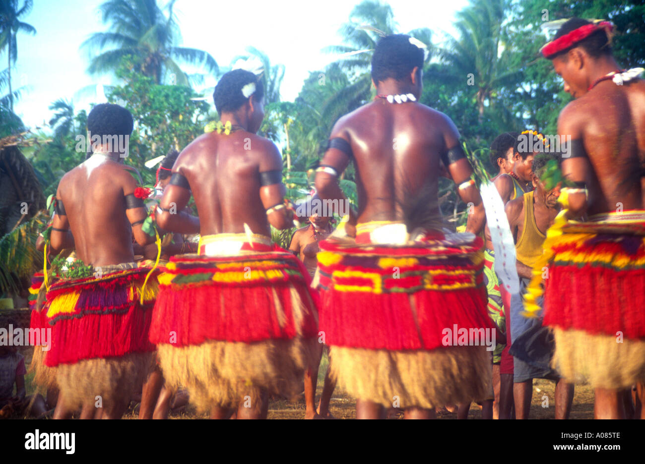 Yam festival dancers Kiriwina Trobriand Islands Papua New Guinea Stock