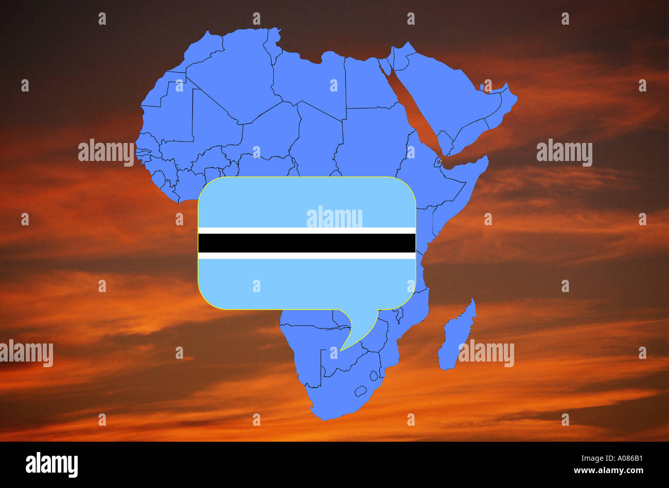 Africa map and flag of Botswana Stock Photo