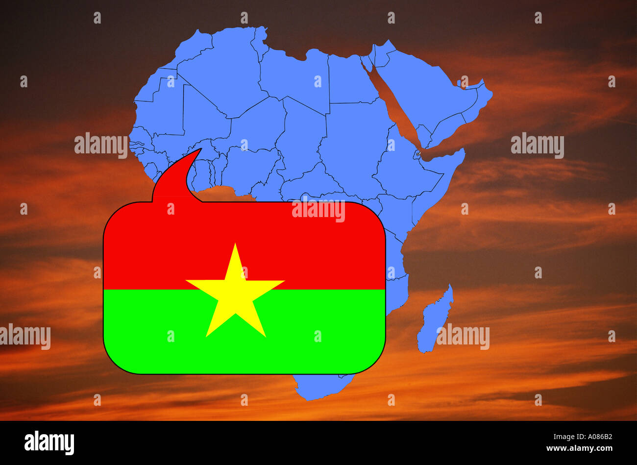 Africa map and flag of Burkina Faso Stock Photo - Alamy