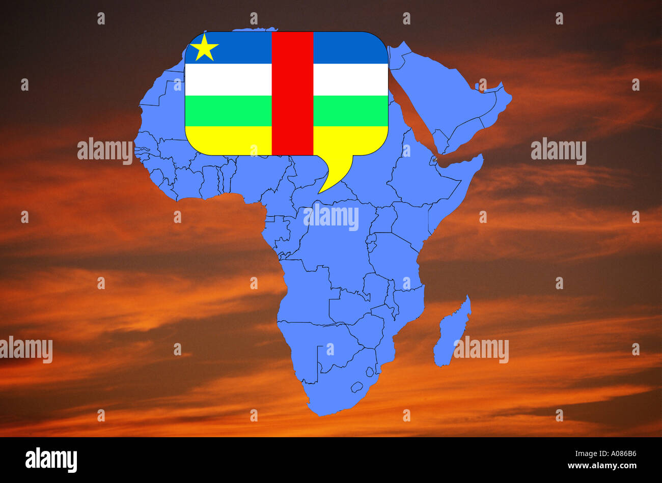 Africa map and flag of the Central African Republic Stock Photo - Alamy