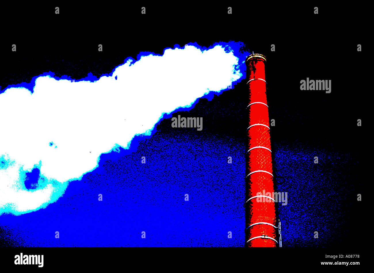 Industrial pollution toxic climate smoking chimney smoke emission waste Stock Photo