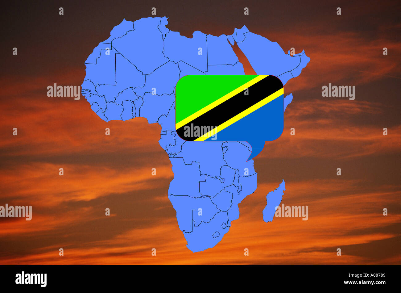 Africa tanzania map hi-res stock photography and images - Alamy