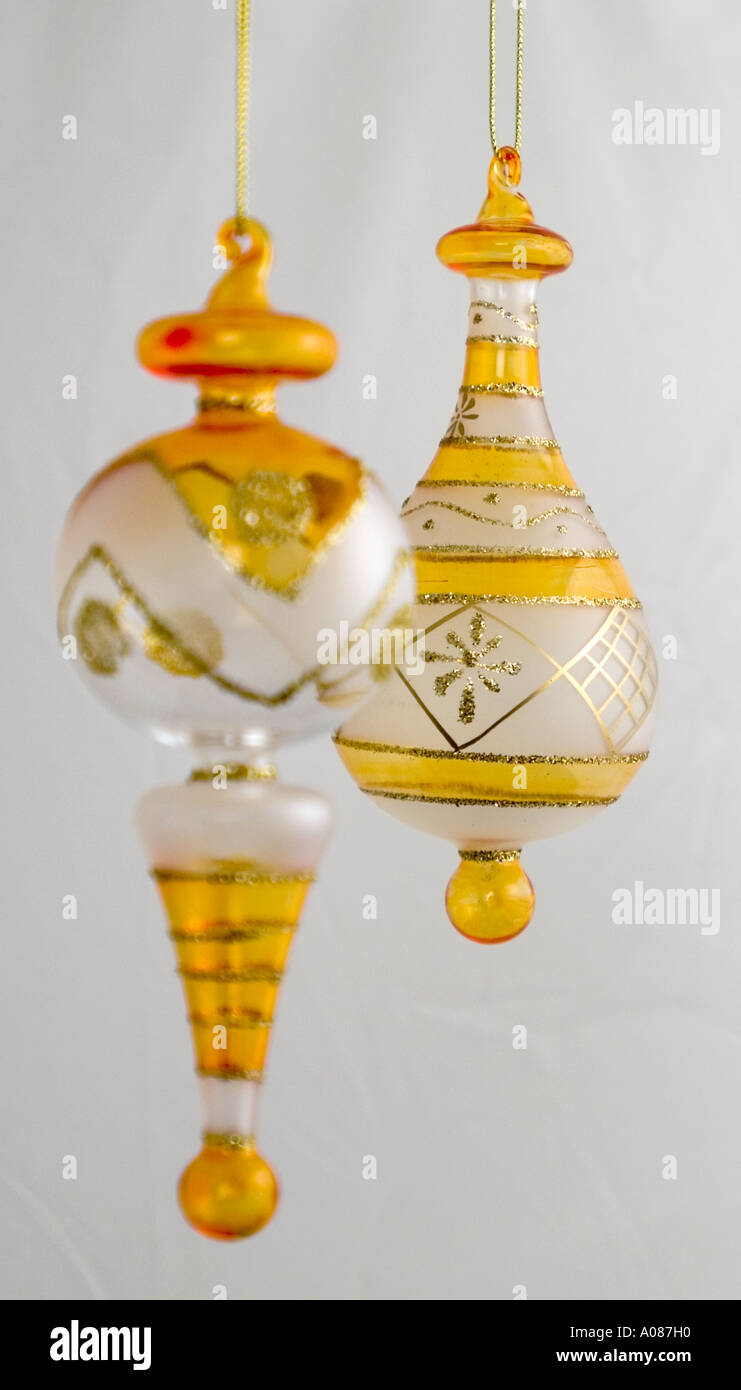 Glass Christmas tree baubles Stock Photo Alamy