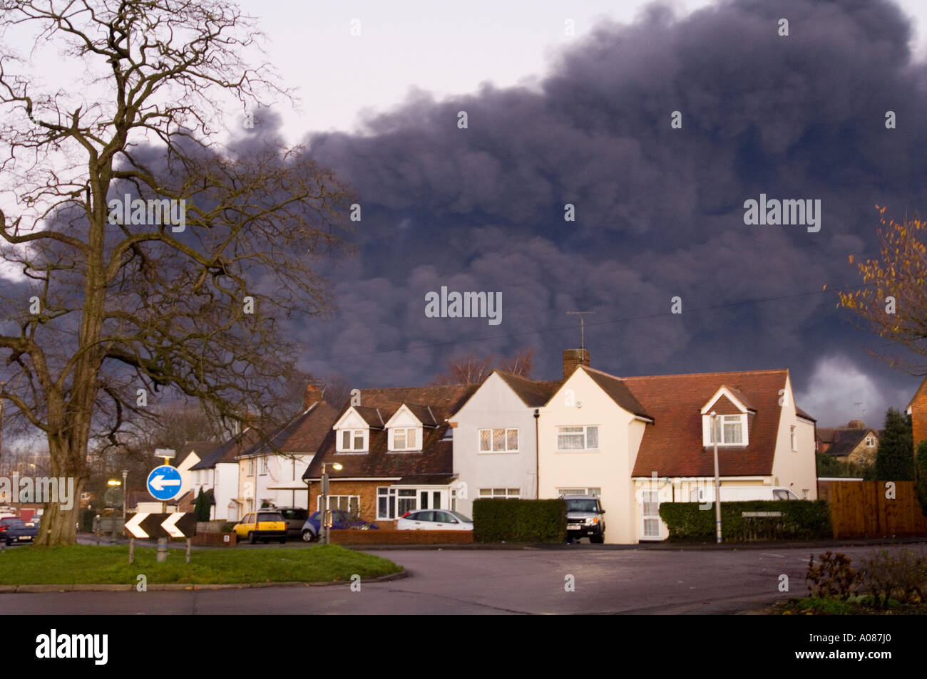 A vast plume of choking smoke billowing from Buncefield fuel depot