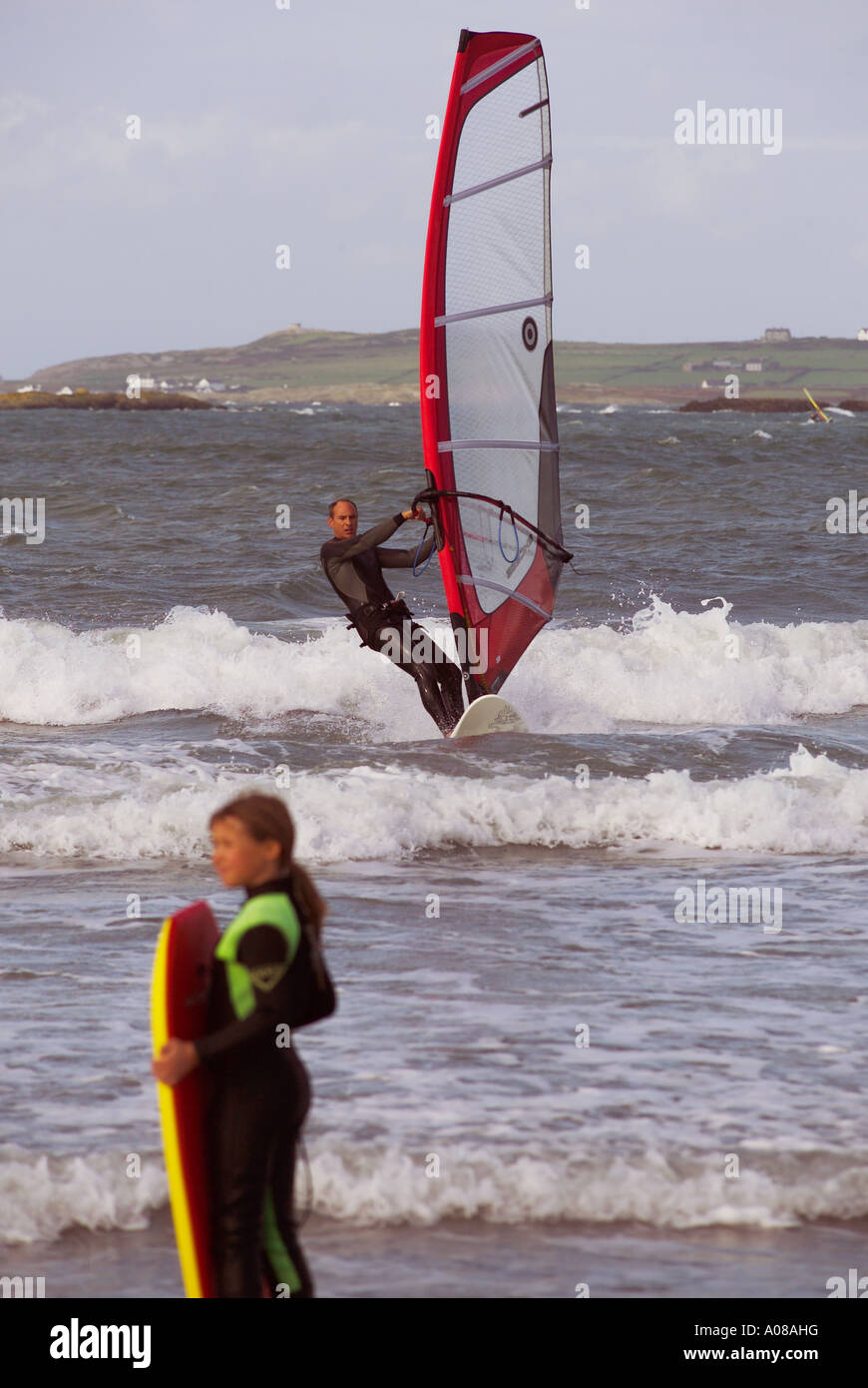 Windsurfing Anglesey North West Wales Stock Photo Alamy