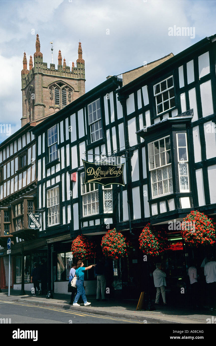 Timber framed buildings lining Broad Street a reminder of the prosperity the town enjoyed in Tudor times Stock Photo