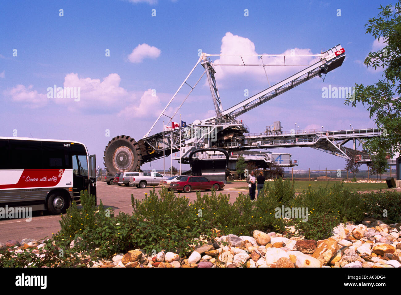 Bucketwheel Reclaimer at Syncrude 'Giants of Mining Exhibit' in Athabasca Tar Sands near Fort McMurray Alberta Canada Stock Photo