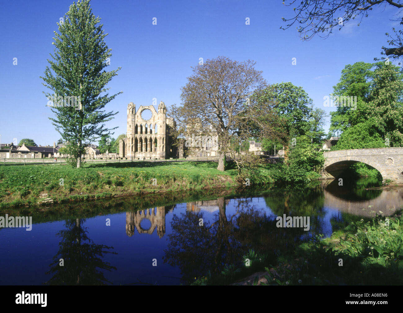 dh Elgin cathedral ELGIN MORAY Historical Scottish Cathedral and River Lossie scotland Stock Photo