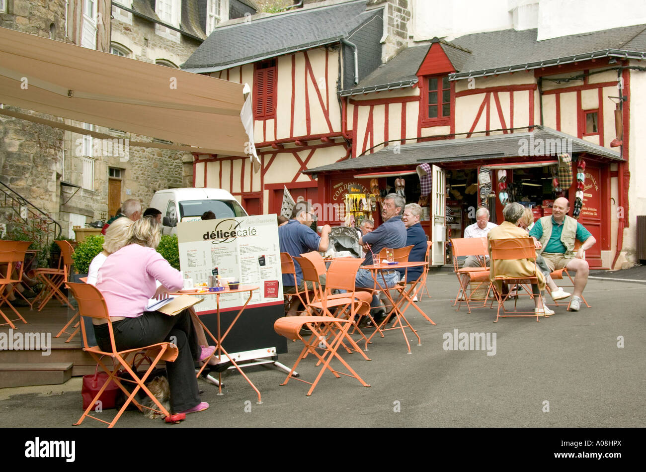 Vannes town centre cafe Stock Photo - Alamy