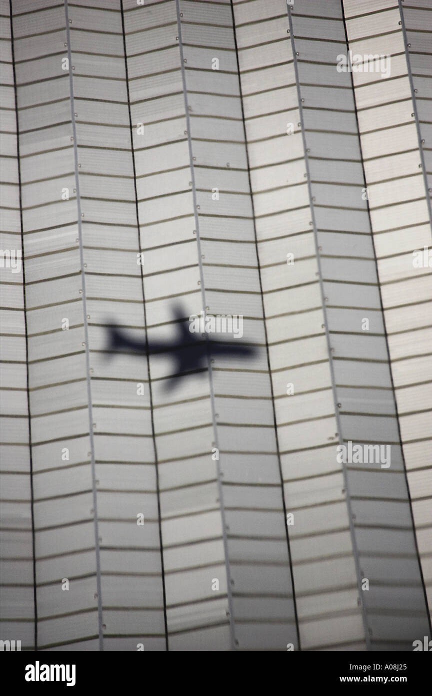 Shadow of plane of factory roof Auckland New Zealand aerial Stock Photo