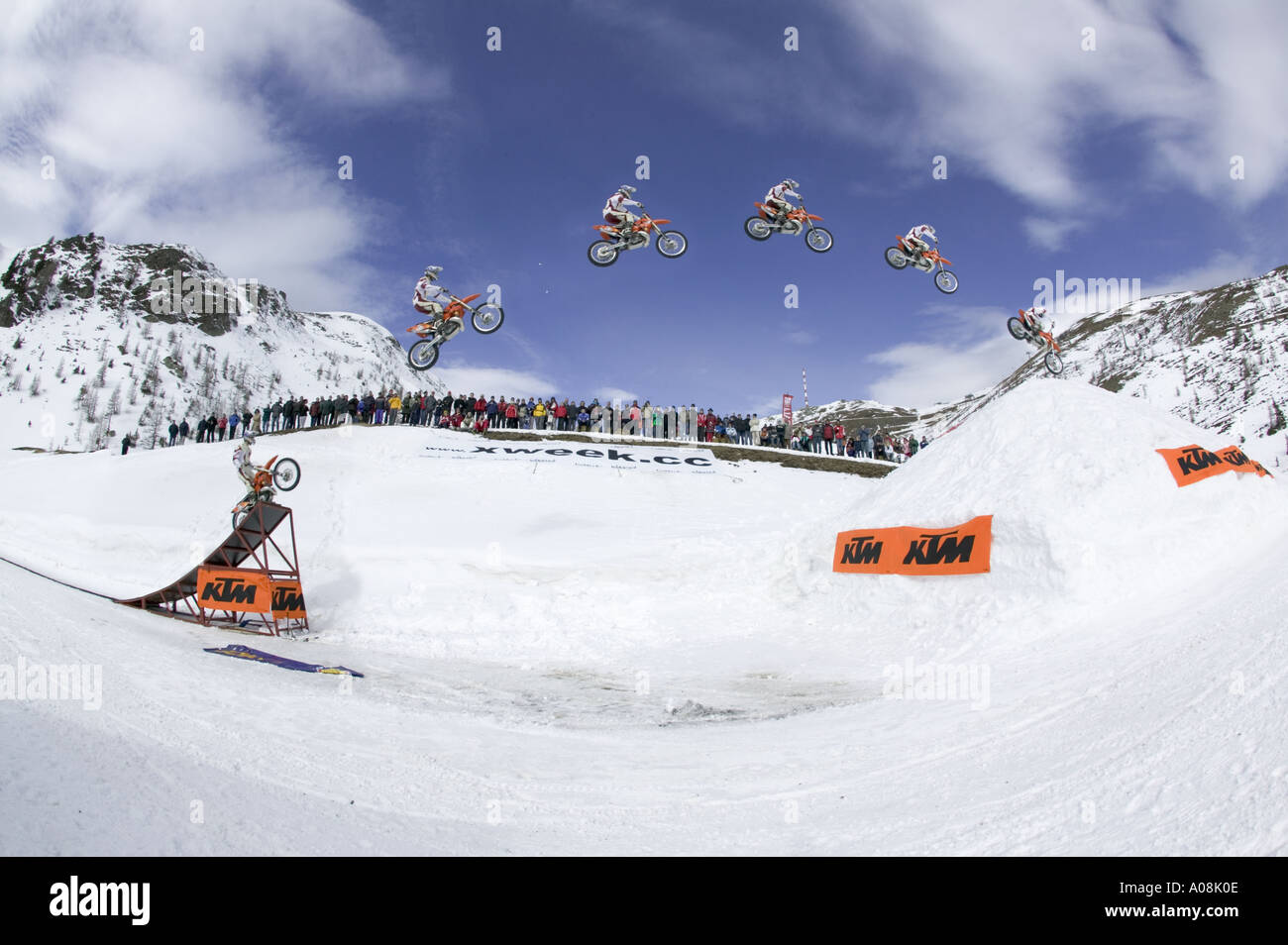 Motocross bike jump in snow hires stock photography and images Alamy