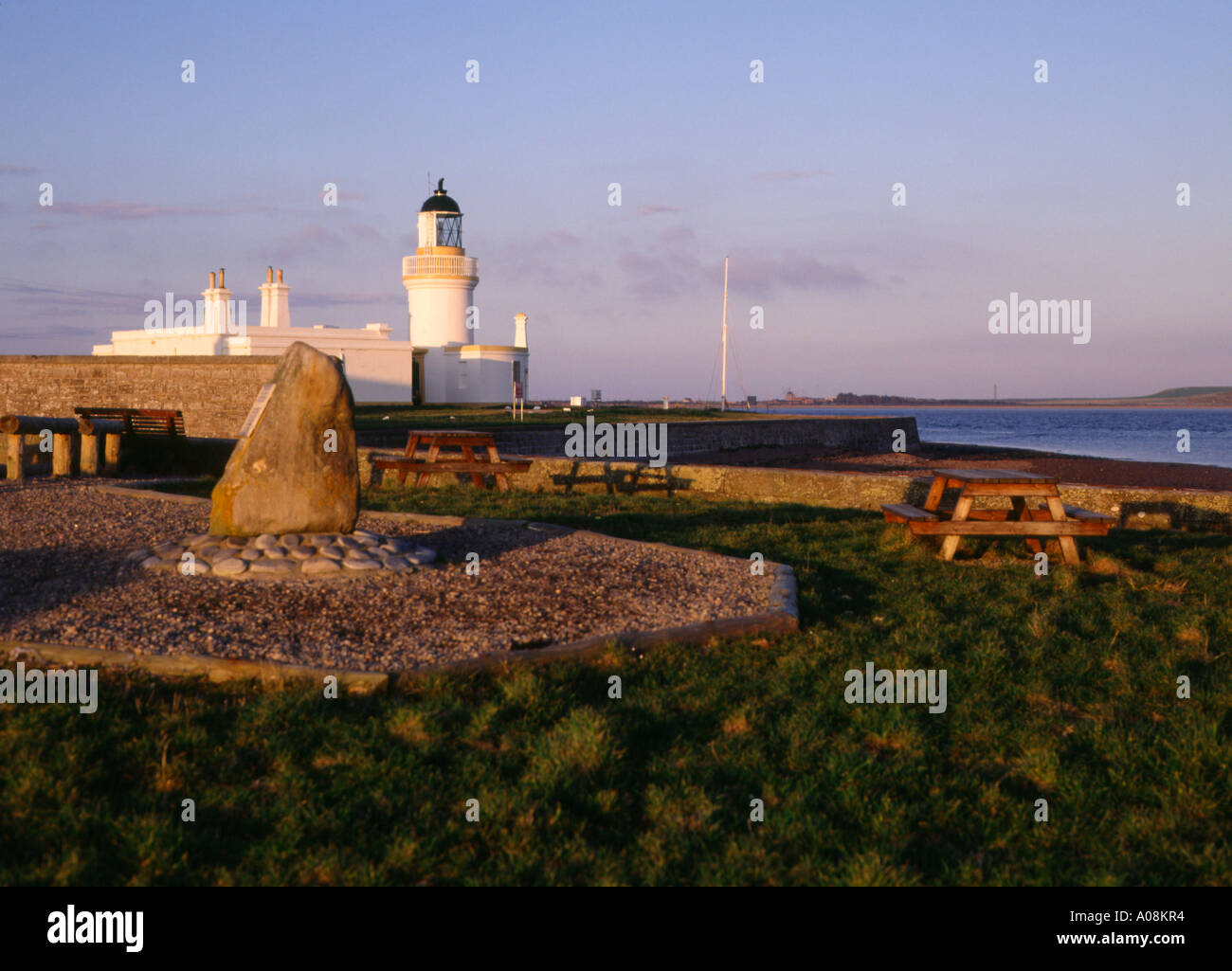 dh Brahan Seer monument FORTROSE ROSS CROMARTY Chanonery Point picnic area and lighthouse Moray Firth Stock Photo