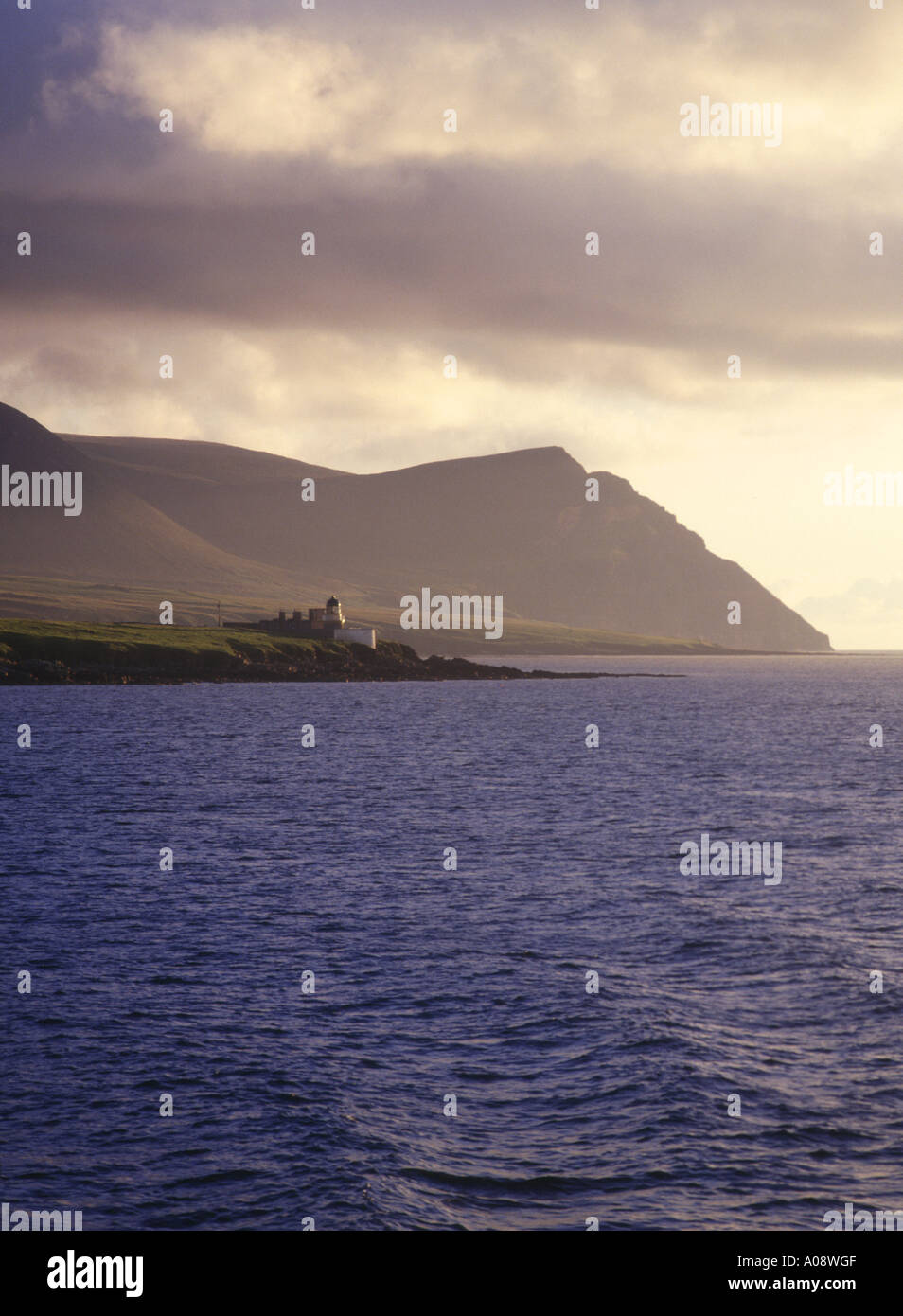 dh Kame of Hoy HOY SOUND ORKNEY Oxan lighthouse Oxan point on Graemsay island and Kame of Hoy on Hoy Stock Photo