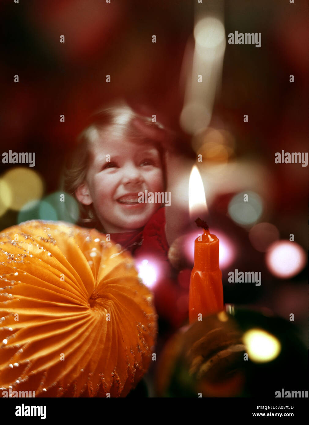 young girl at Christmas Stock Photo