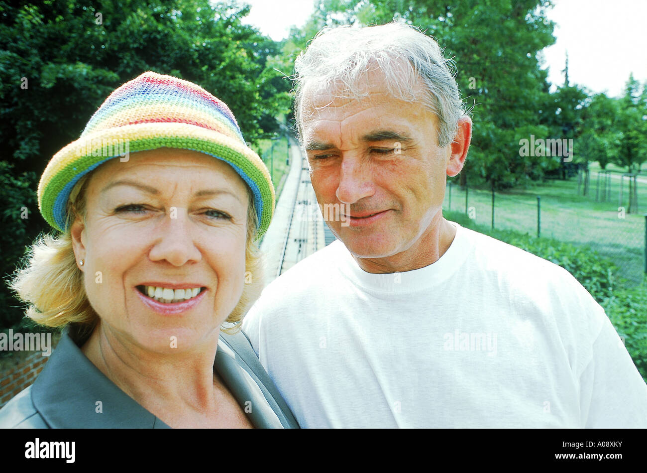 Portrait of mature couple smiling Stock Photo