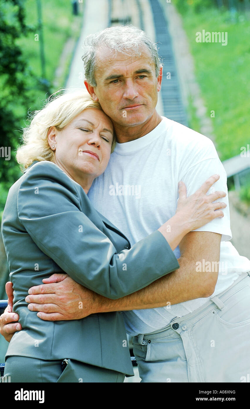 Mature couple holding each other Stock Photo