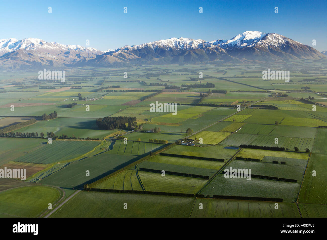 Canterbury Plains and Southern Alps near Methven South Island New