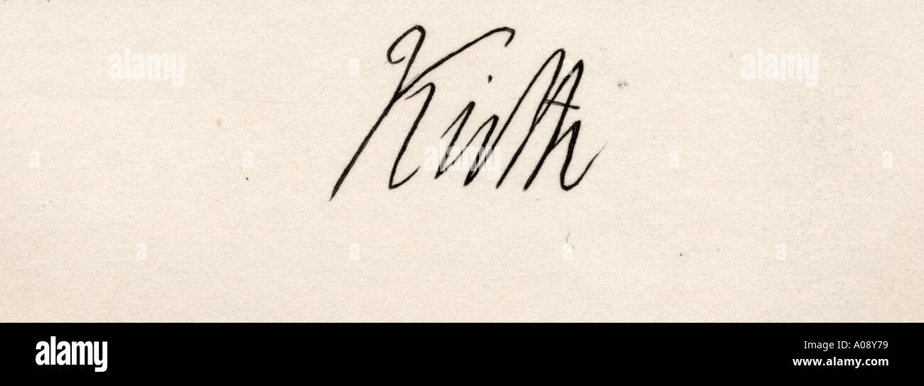 Signature of Lord Keith. Admiral George Keith Elphinstone aka Lord Keith, Viscount Keith, 1746 - 1823. Stock Photo