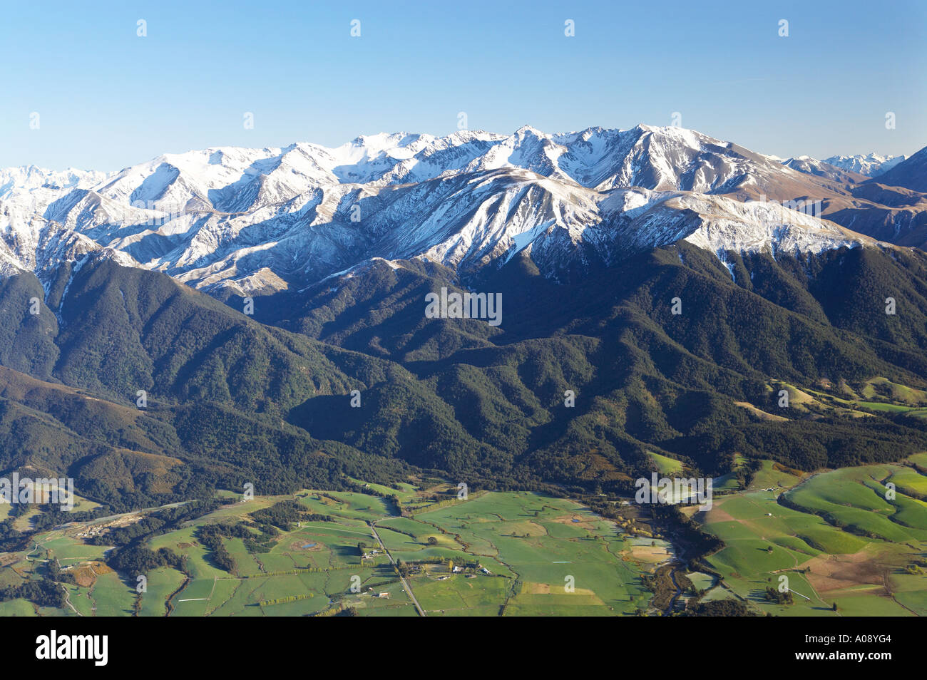 Canterbury Plains and Southern Alps near Methven South Island New