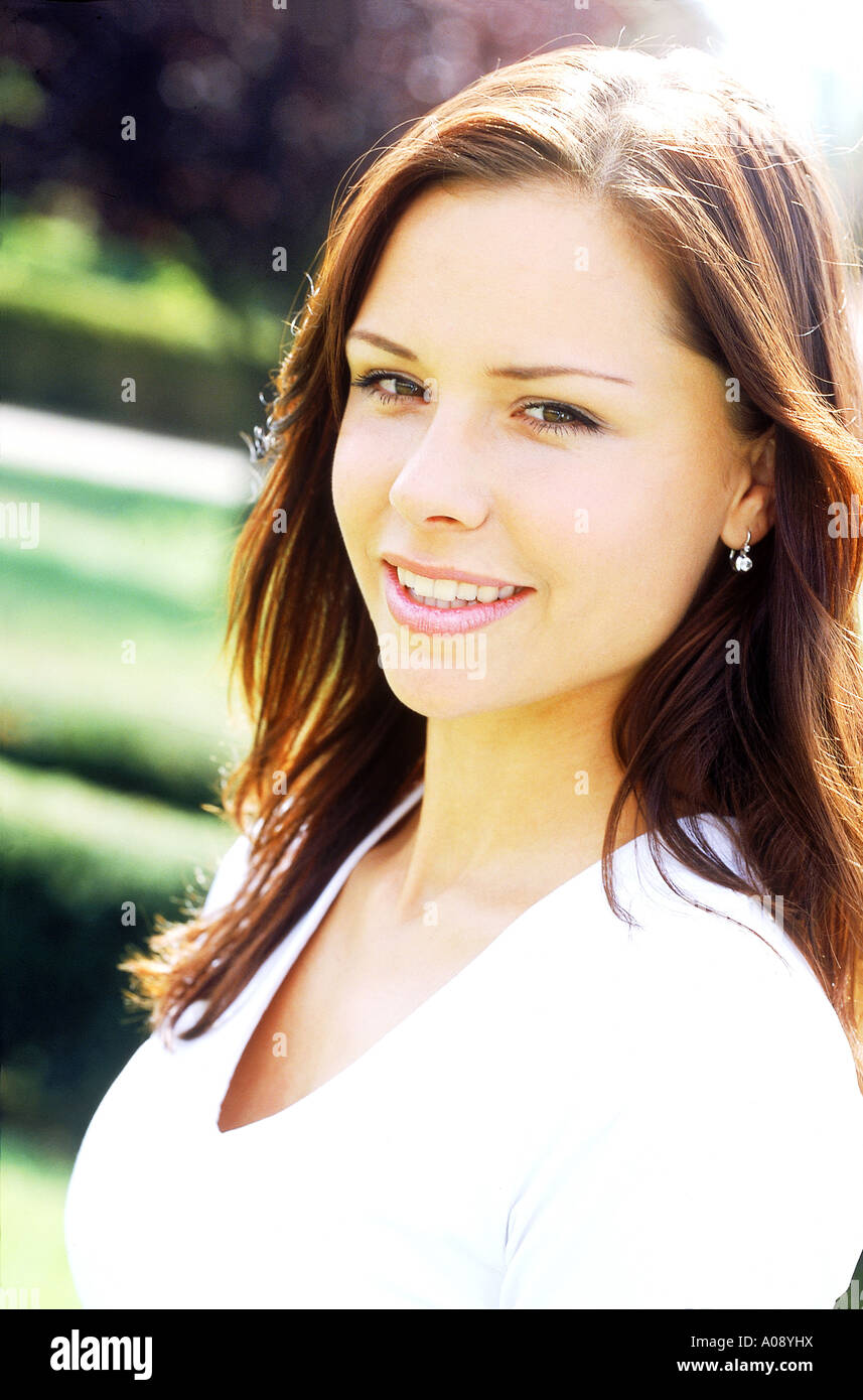 Side view portrait happy young hi-res stock photography and images - Alamy