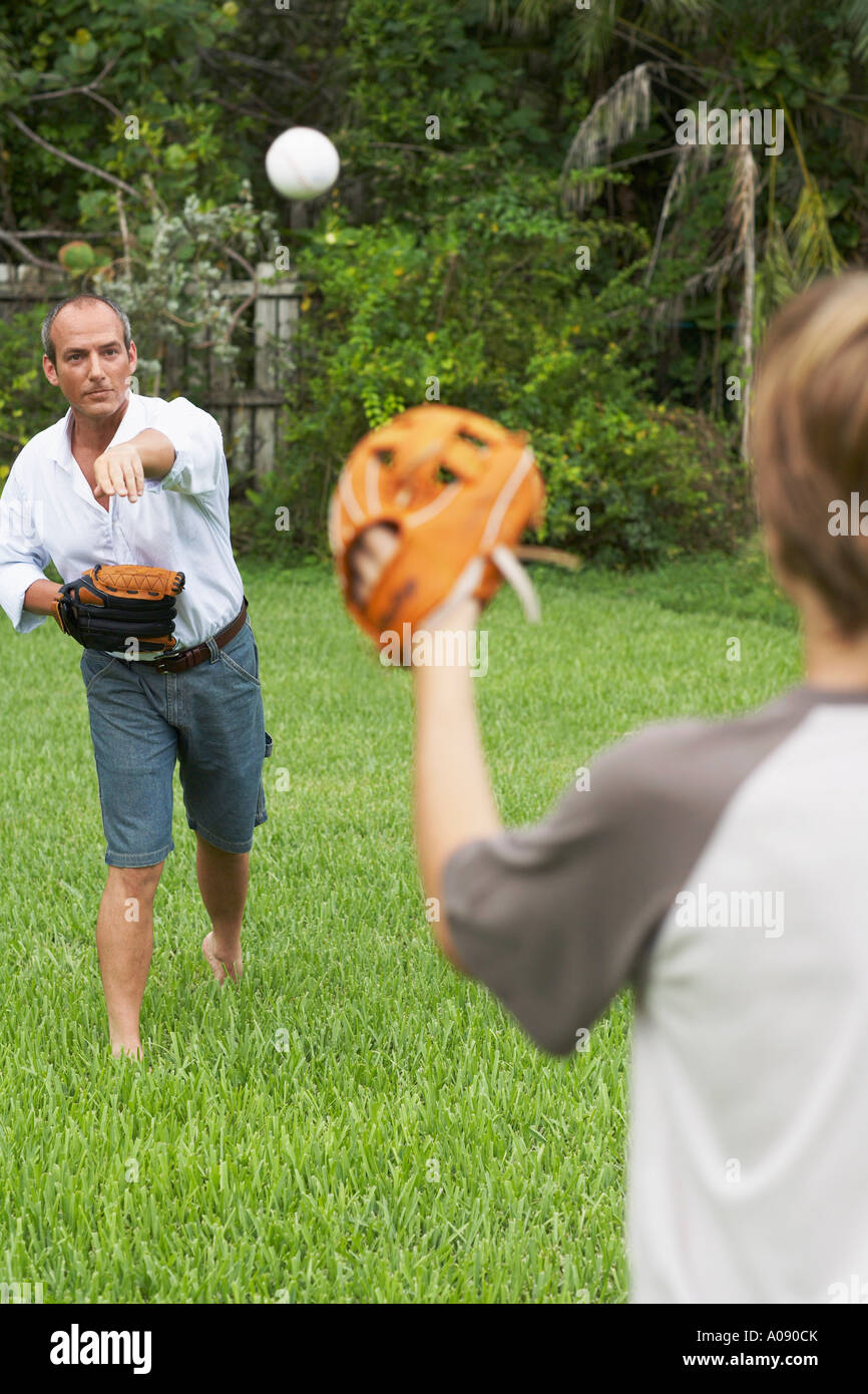Teen Boy Playing Catch Baseball High Resolution Stock Photography and