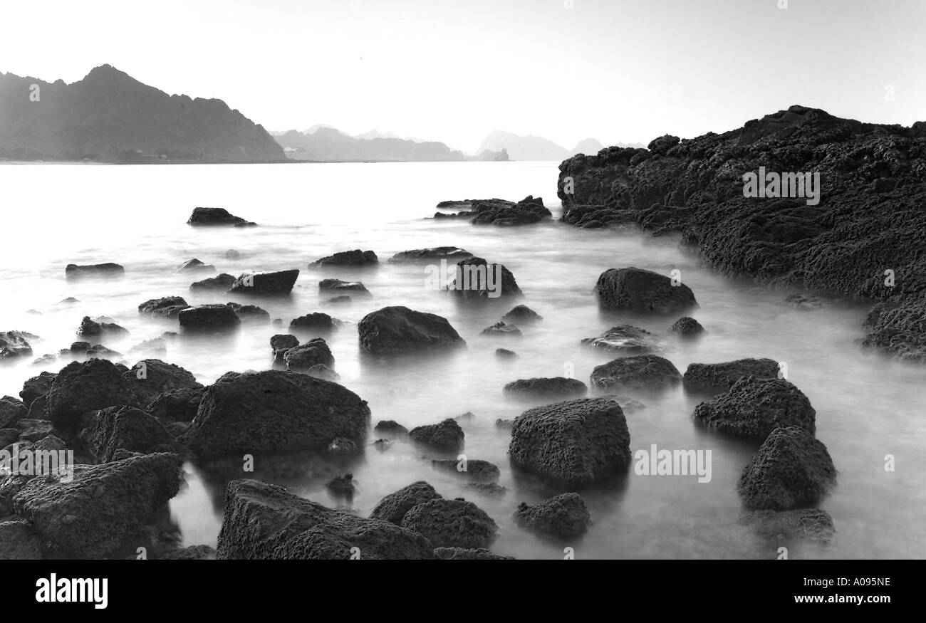 Sea Scape Oman (Black and White) Stock Photo